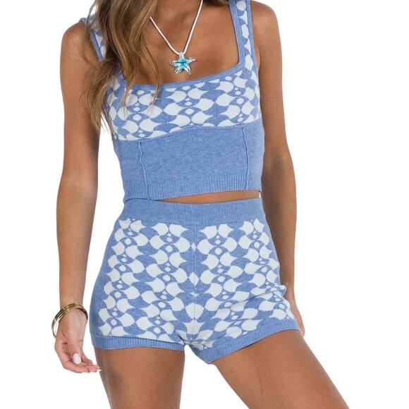 Princess Polly Knit Sleeveless Crop Top & Shorts 2 Pc Set Knit Women's XS/S NWOT - Picture 1 of 9